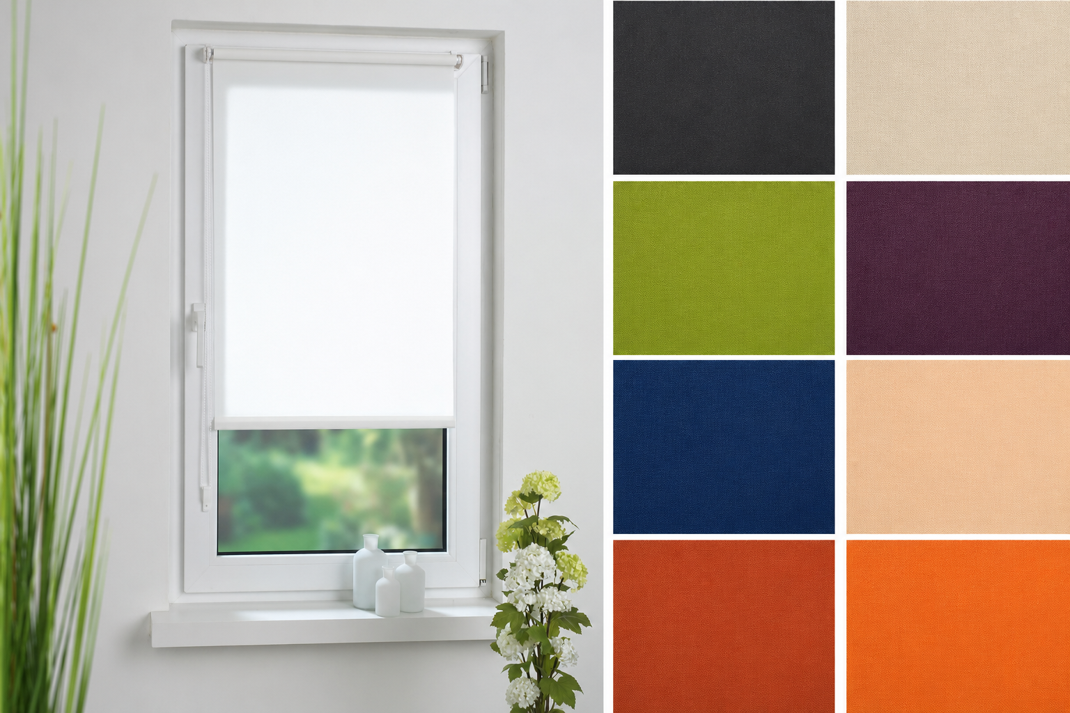 ourdeco® Klemmfix-Rollo | lichtdurchlässig | ohne Bohren | verschiedene Farben und Größen