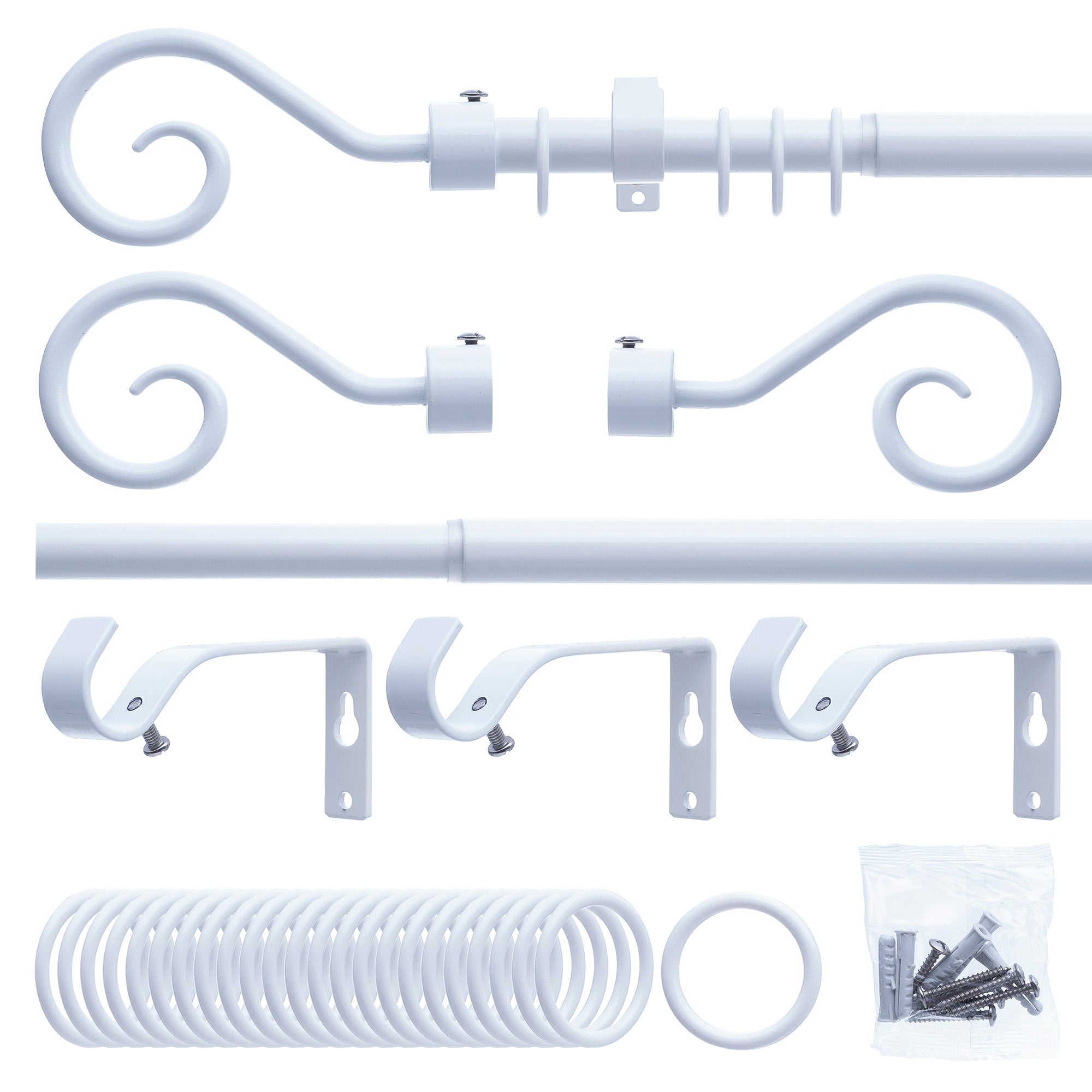 ourdeco® Fertiggarnitur | ausziehbar 130-240 cm | Ø 16 mm |verschiedene Modelle | verschiedene Farben