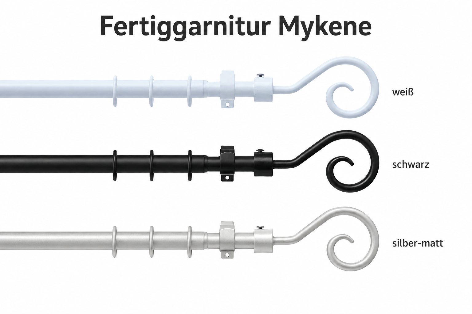 ourdeco® Fertiggarnitur | ausziehbar 130-240 cm | Ø 16 mm |verschiedene Modelle | verschiedene Farben