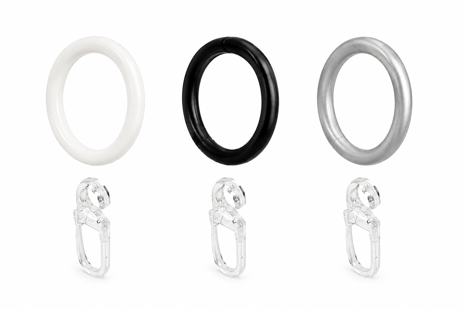 ourdeco® Fertiggarnitur Kegel | Ø 20 mm | Set inkl. Ringe und Träger | verschiedene Größen |weiß, schwarz, silber-matt