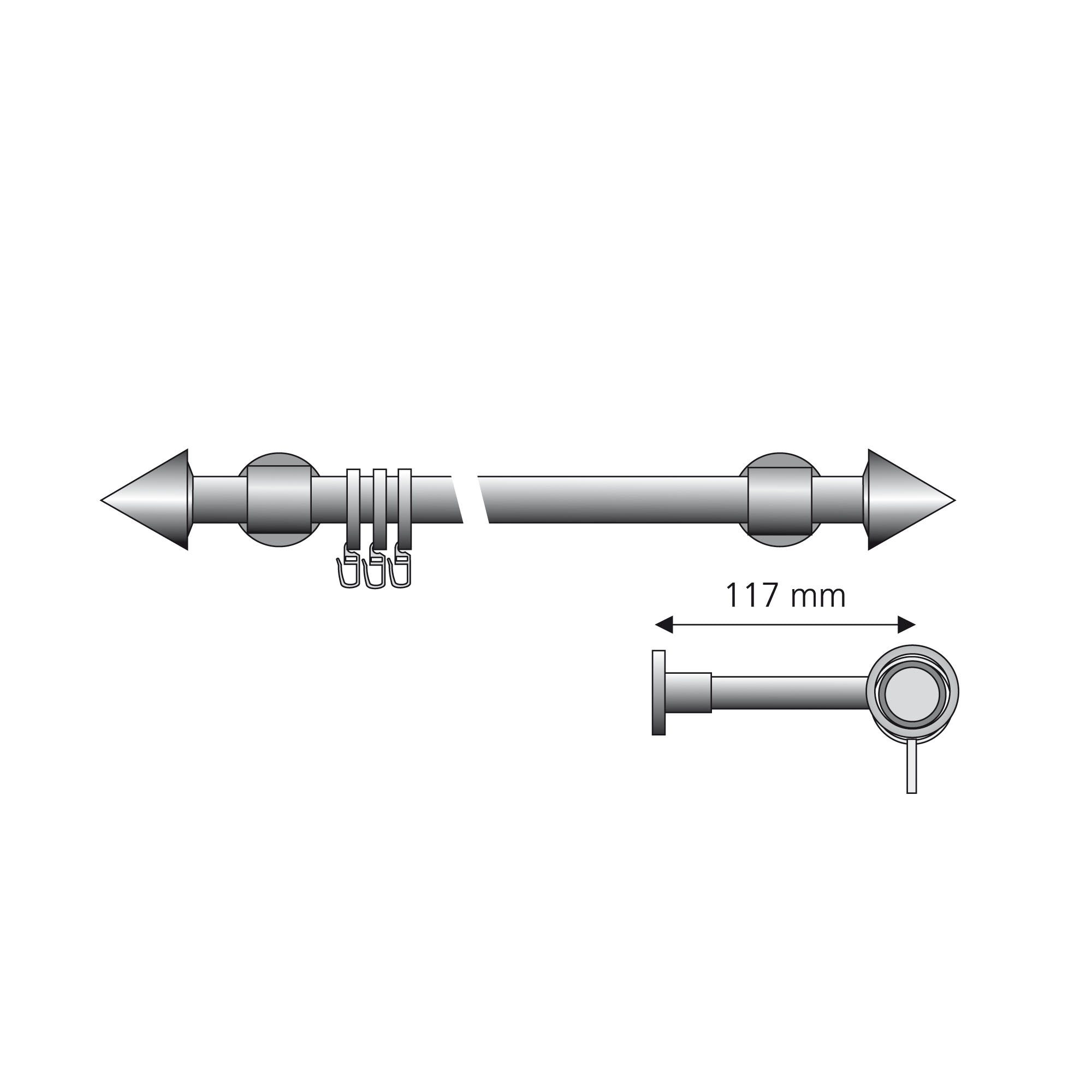 ourdeco® Fertiggarnitur Kegel | Ø 20 mm | Set inkl. Ringe und Träger | verschiedene Größen |weiß, schwarz, silber-matt