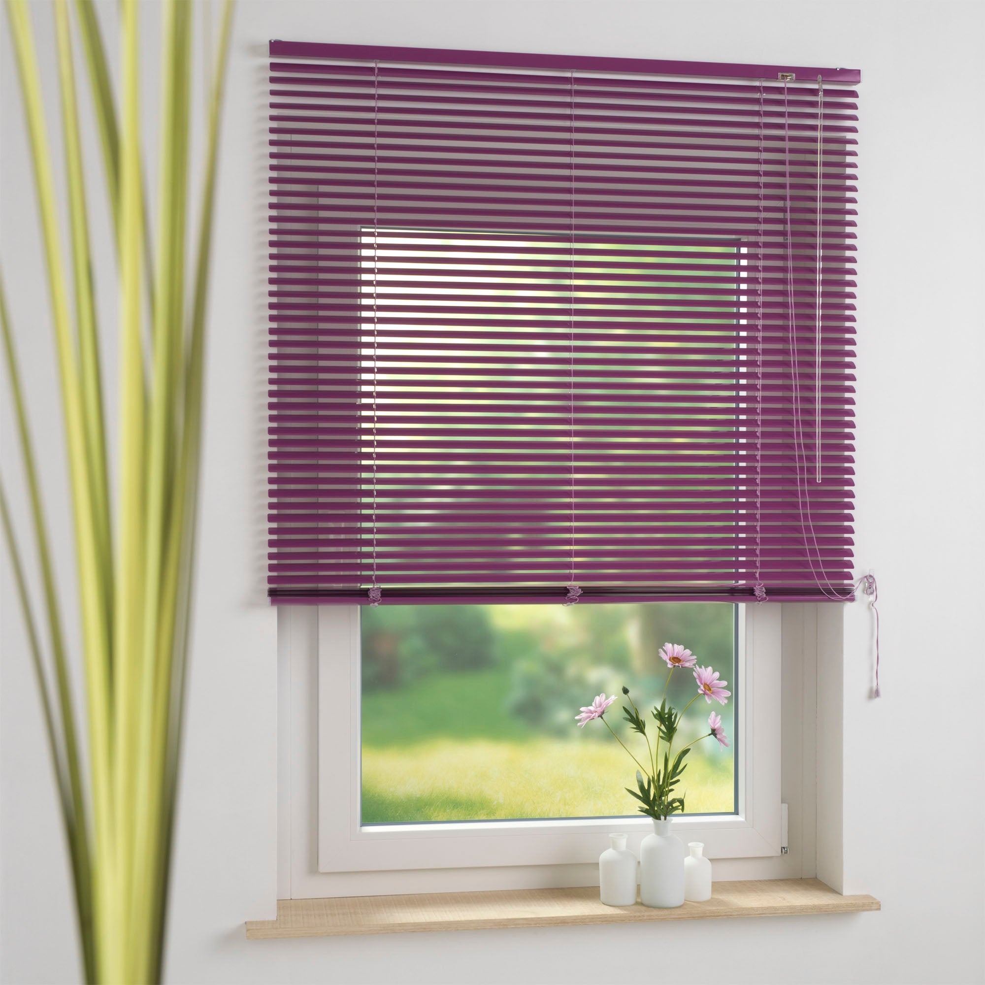 ourdeco® Aluminium-Jalousie, 220 cm Länge - speziell für Türen, viele Farben und Breiten, Montage an Wand oder Decke