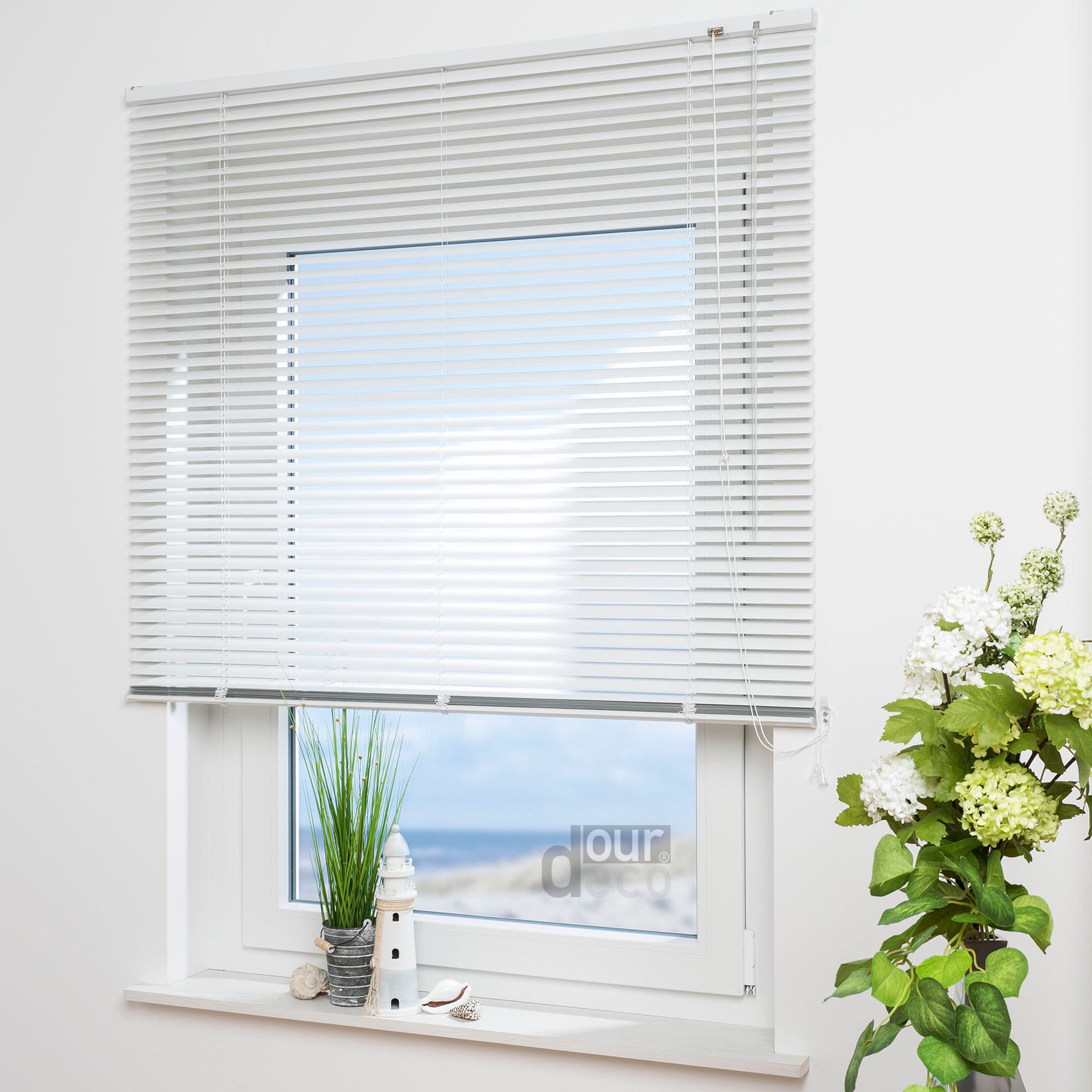 ourdeco® Aluminium-Jalousie, 130 cm Länge viele Farben und Breiten, Montage an Wand oder Decke