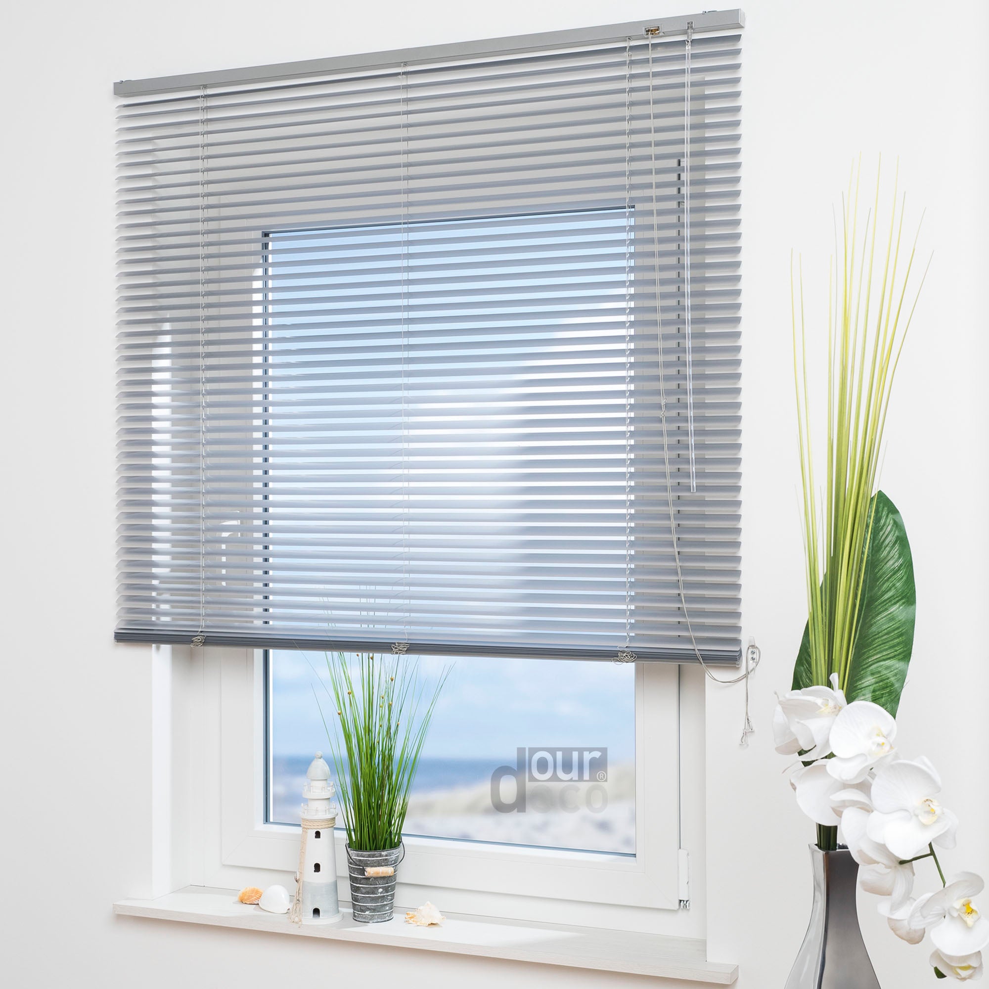 ourdeco® Aluminium-Jalousie, 130 cm Länge viele Farben und Breiten, Montage an Wand oder Decke