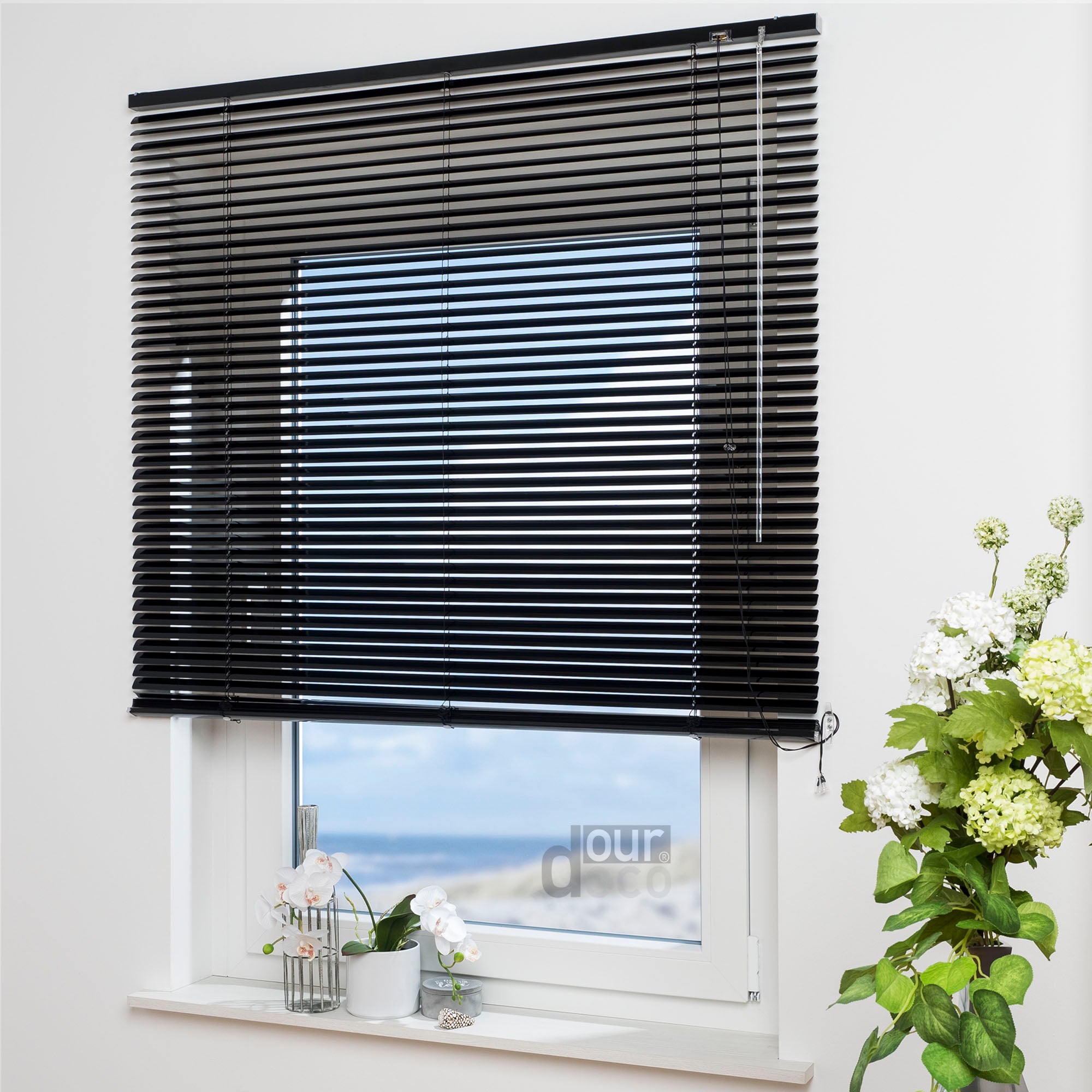 ourdeco® Aluminium-Jalousie, 220 cm Länge - speziell für Türen, viele Farben und Breiten, Montage an Wand oder Decke