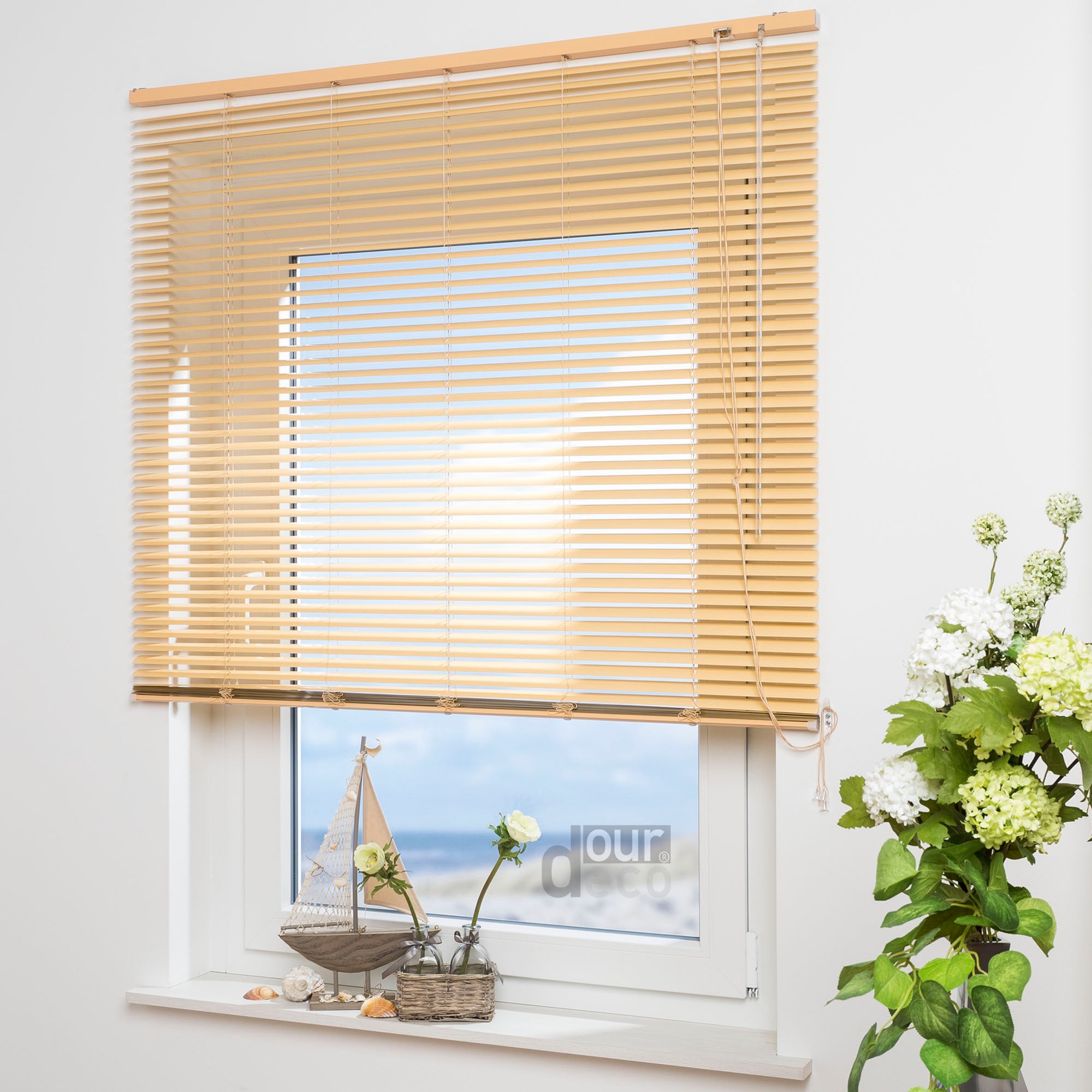ourdeco® Aluminium-Jalousie, 130 cm Länge viele Farben und Breiten, Montage an Wand oder Decke