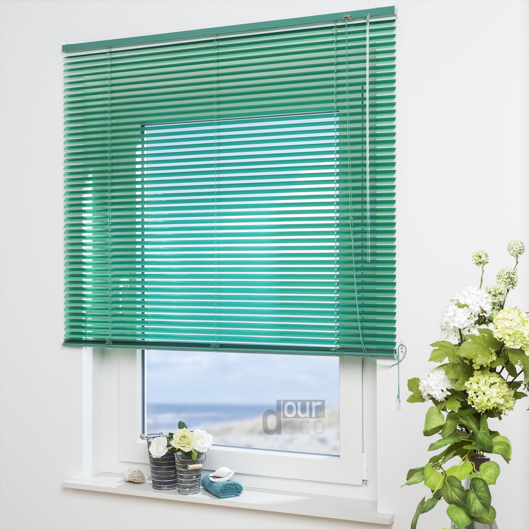 ourdeco® Aluminium-Jalousie, 130 cm Länge viele Farben und Breiten, Montage an Wand oder Decke