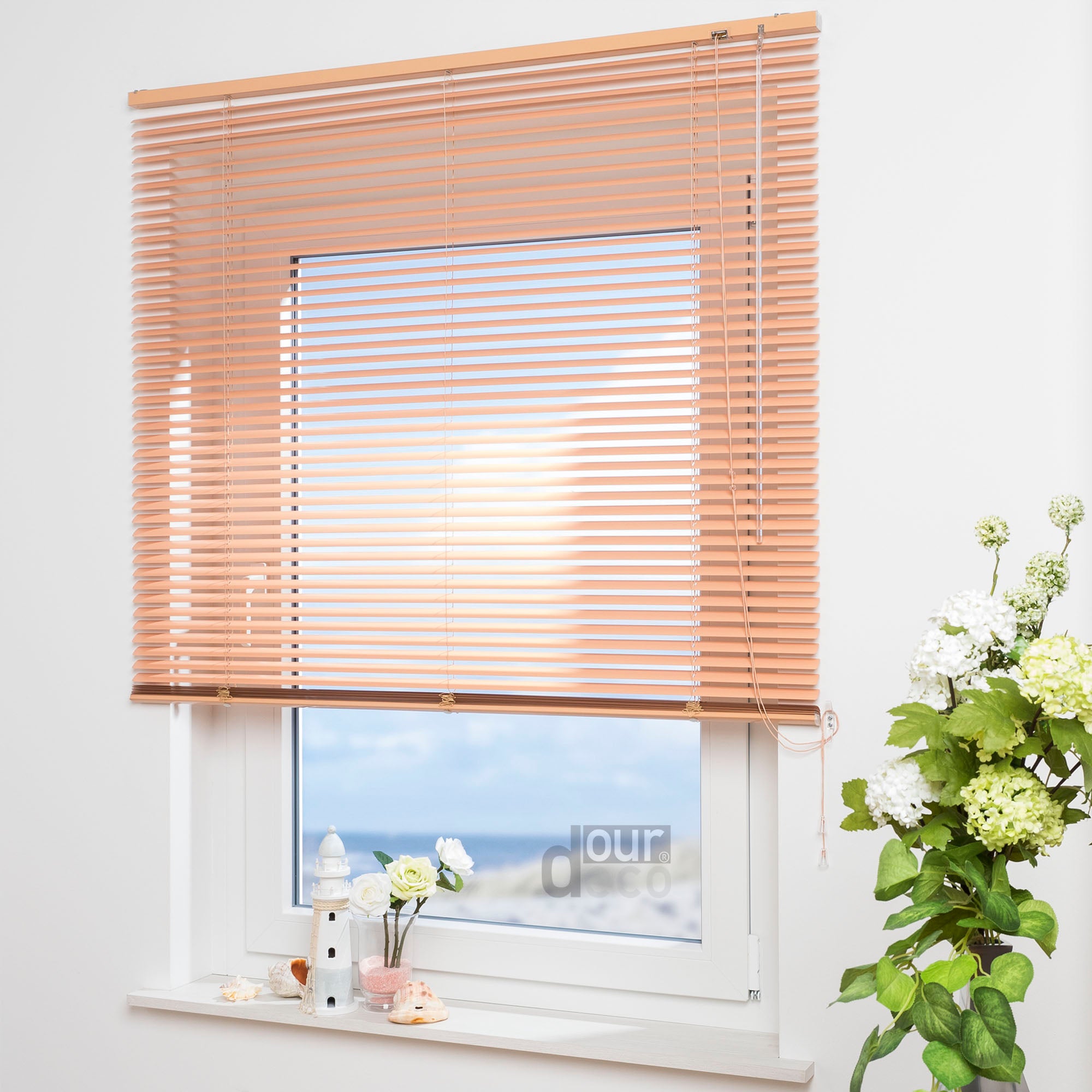 ourdeco® Aluminium-Jalousie, 130 cm Länge viele Farben und Breiten, Montage an Wand oder Decke