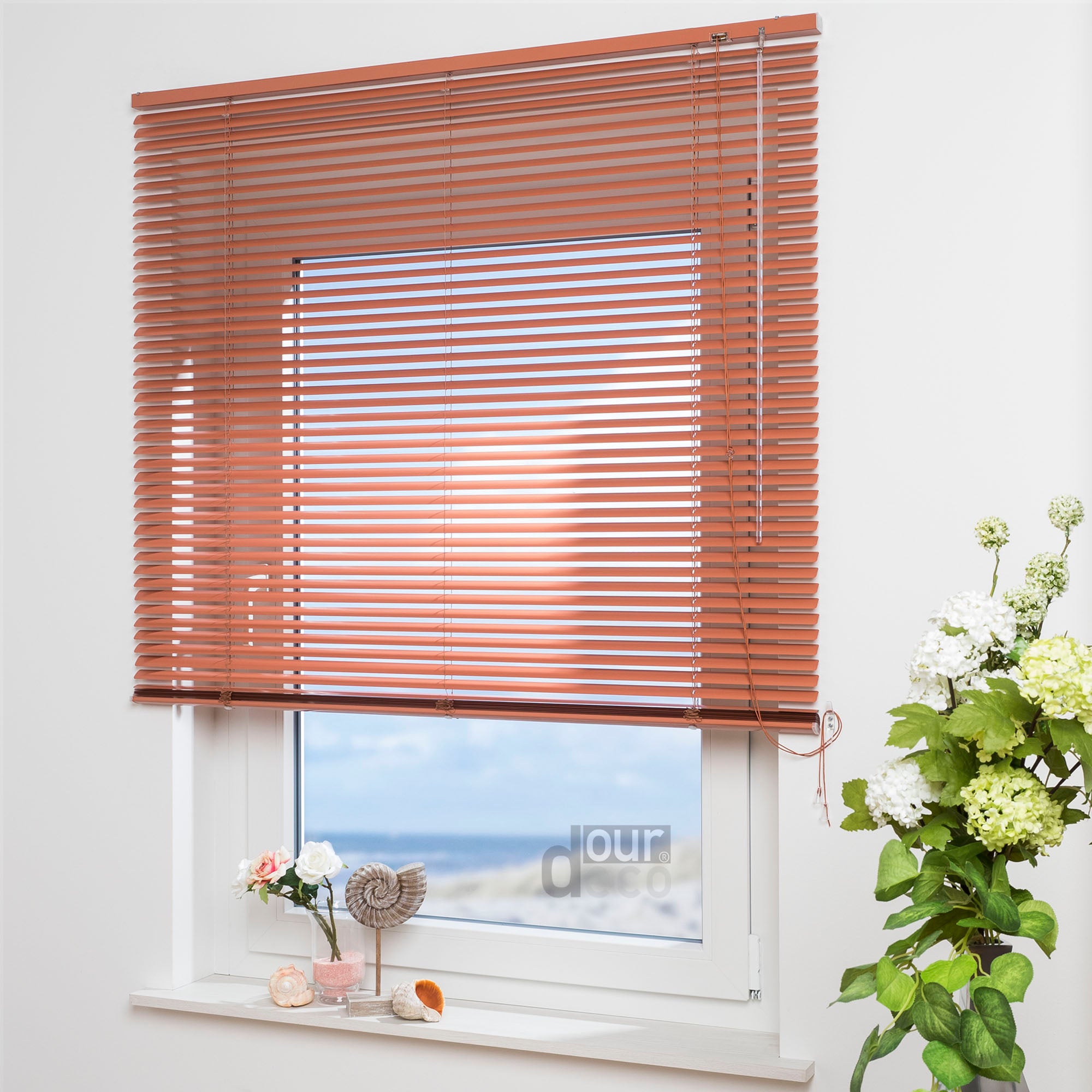ourdeco® Aluminium-Jalousie, 130 cm Länge viele Farben und Breiten, Montage an Wand oder Decke