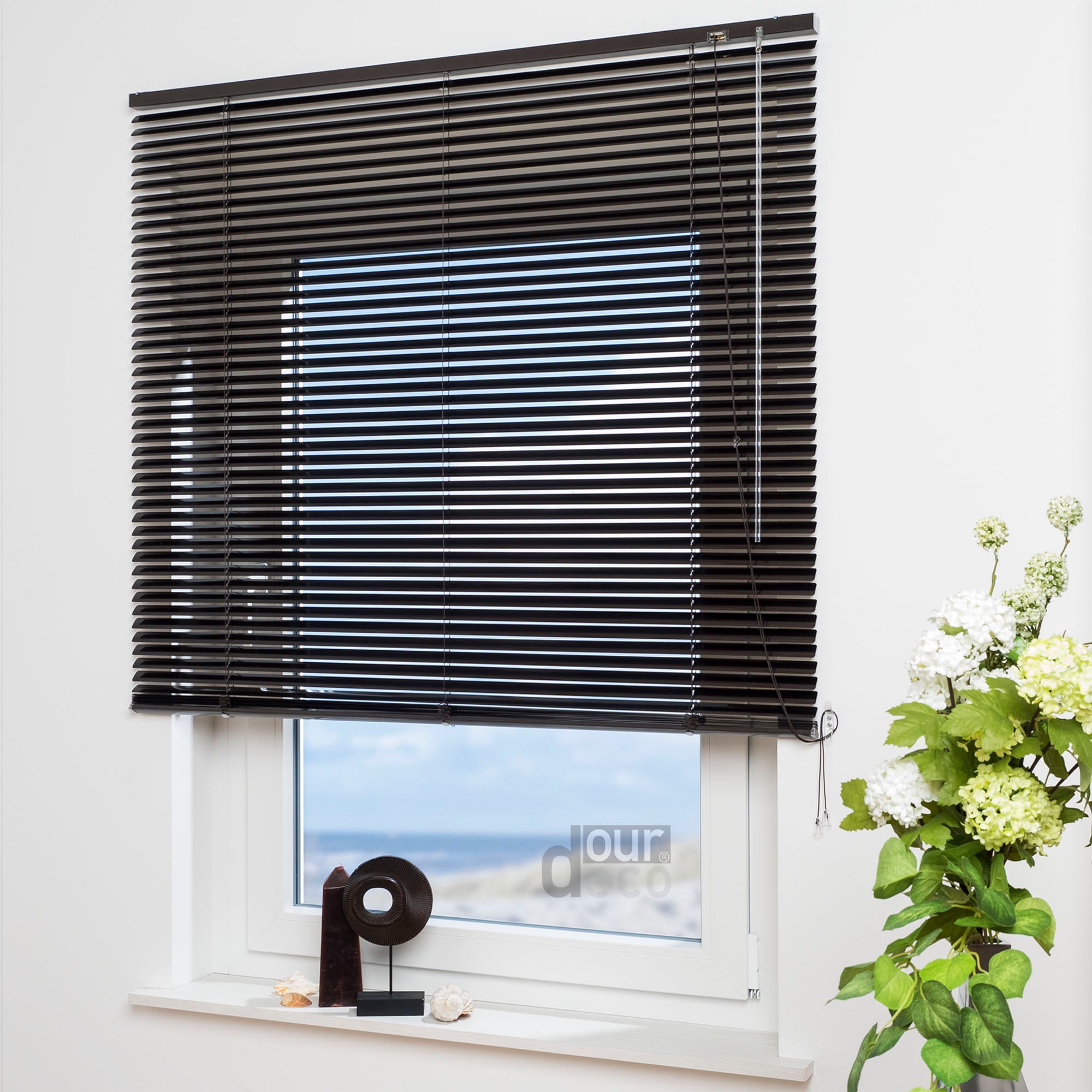 ourdeco® Aluminium-Jalousie, 220 cm Länge - speziell für Türen, viele Farben und Breiten, Montage an Wand oder Decke