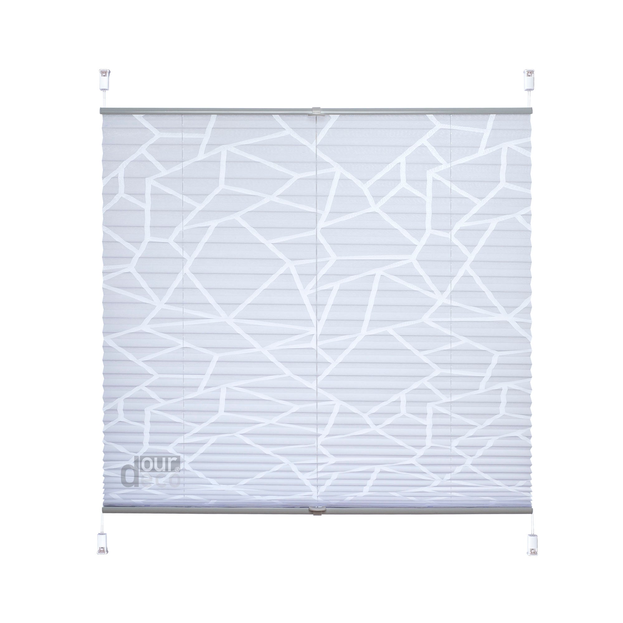 ourdeco® Klemmfix Plissee Ausbrenner, dekorative, moderne Stile - Waitara, Blatt, Symphonie und Blume, Montage mit Klemmträgern ohne Bohren