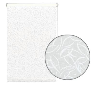 ourdeco® Seitenzugrollo Dekor | lichtdurchlässig | Druck Blätter , Ranke weiß/taupe, Ornament Ivory & Graphite