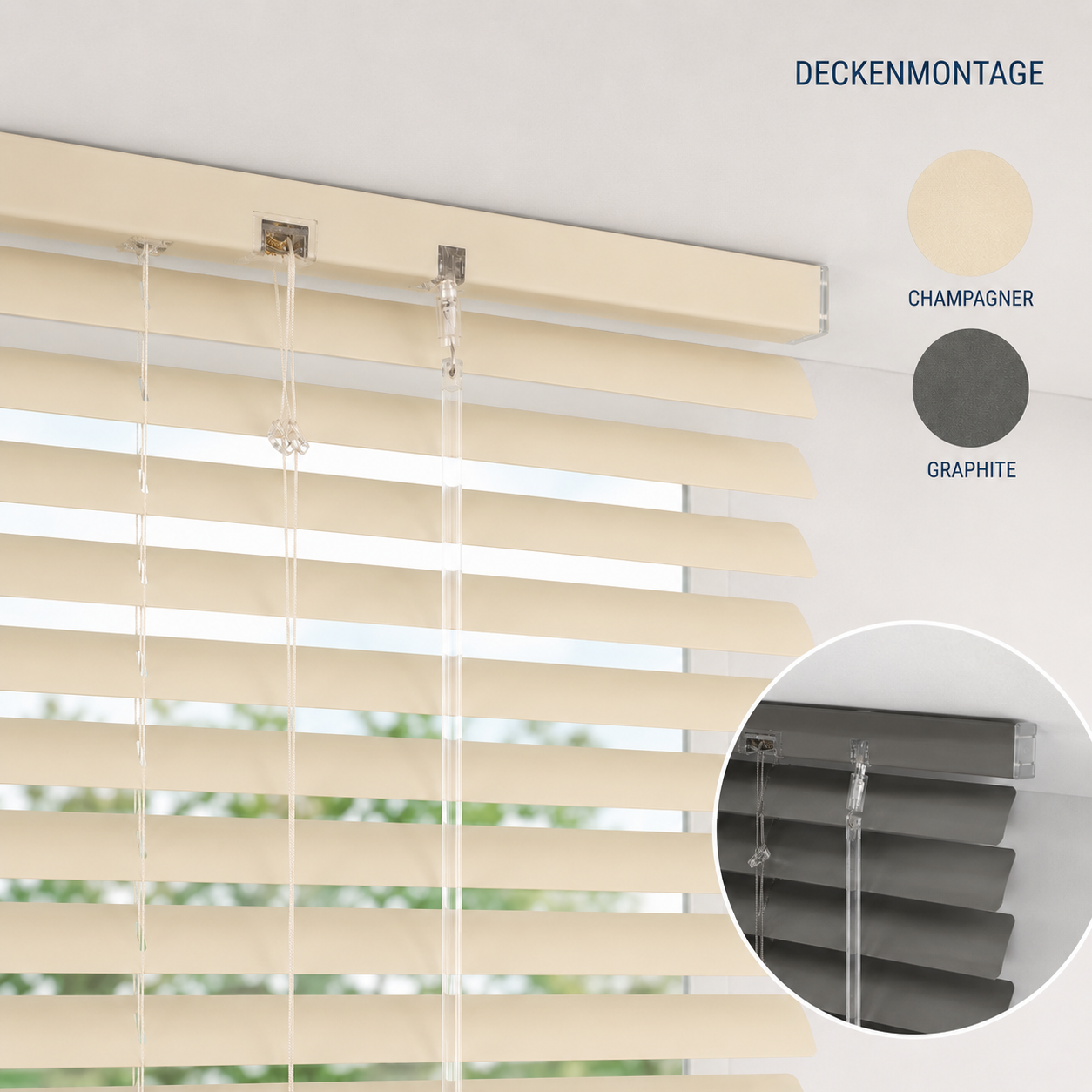 ourdeco® Aluminium-Jalousie | Lamelle 25 mm | verschiedene Größen | champagner, graphite