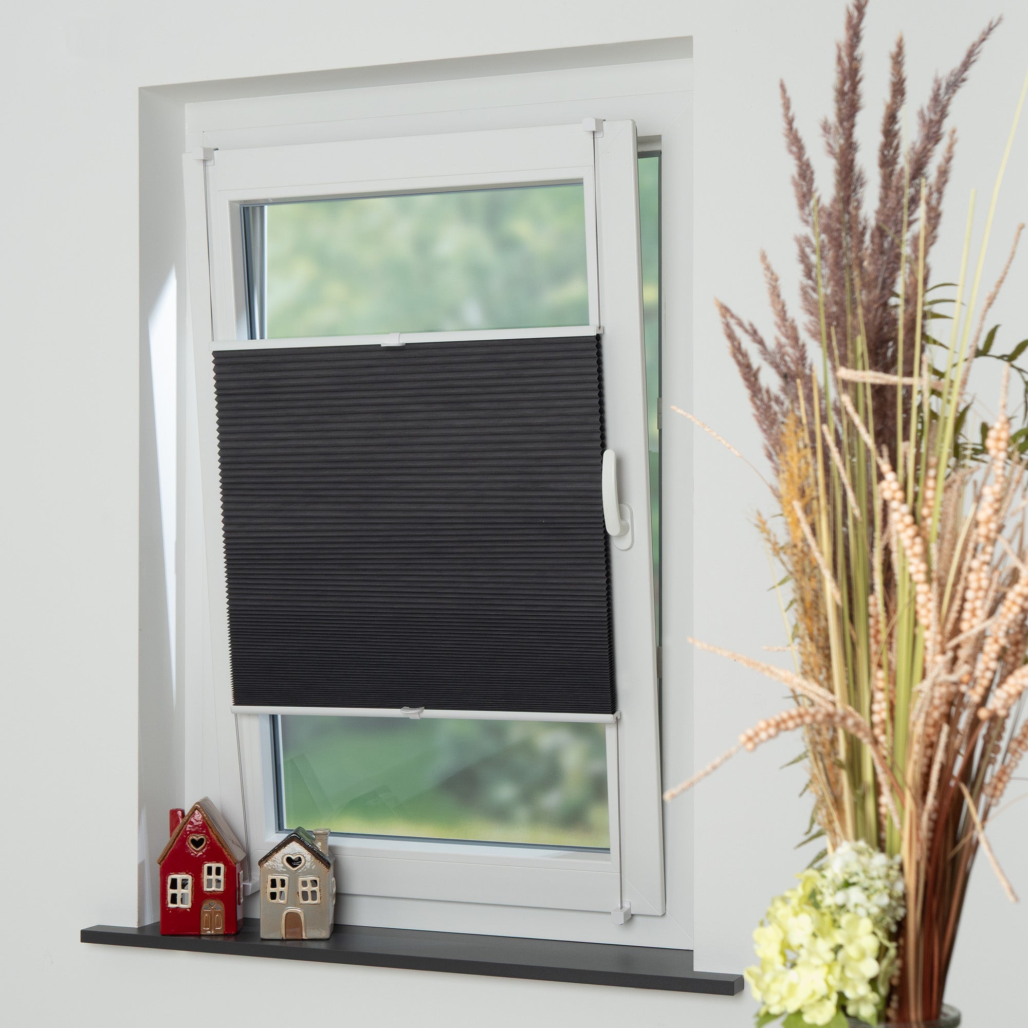 ourdeco® Klemmfix-Wabenplissee | verdunkelnd | Thermo-Beschichtung | ohne Bohren | Metallklemmträger | weiß, grau