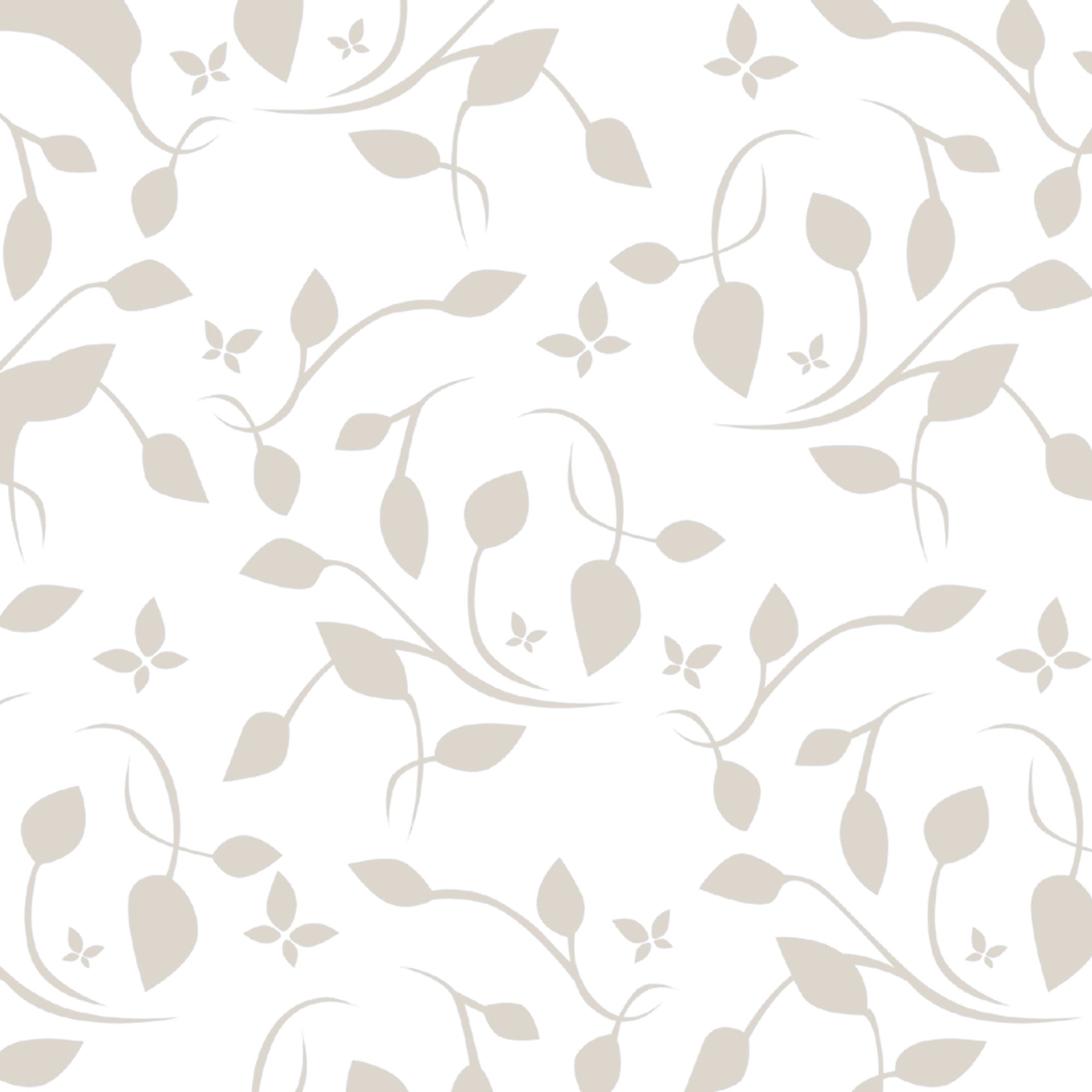 ourdeco® Seitenzugrollo Dekor | lichtdurchlässig | Druck Blätter , Ranke weiß/taupe, Ornament Ivory & Graphite