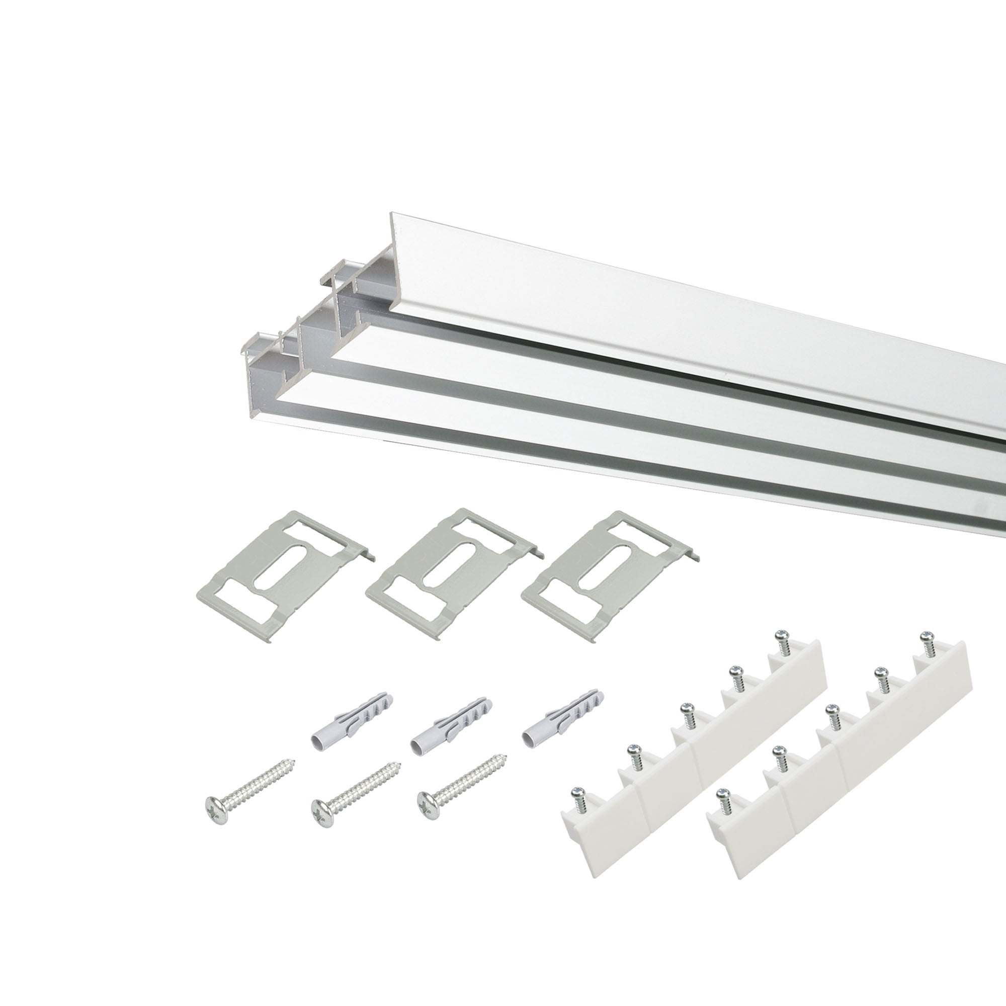 ourdeco® Aluminium Flächenvorhangschiene | für Gardinen und Vorhänge | verschiedene Längen | weiß silber
