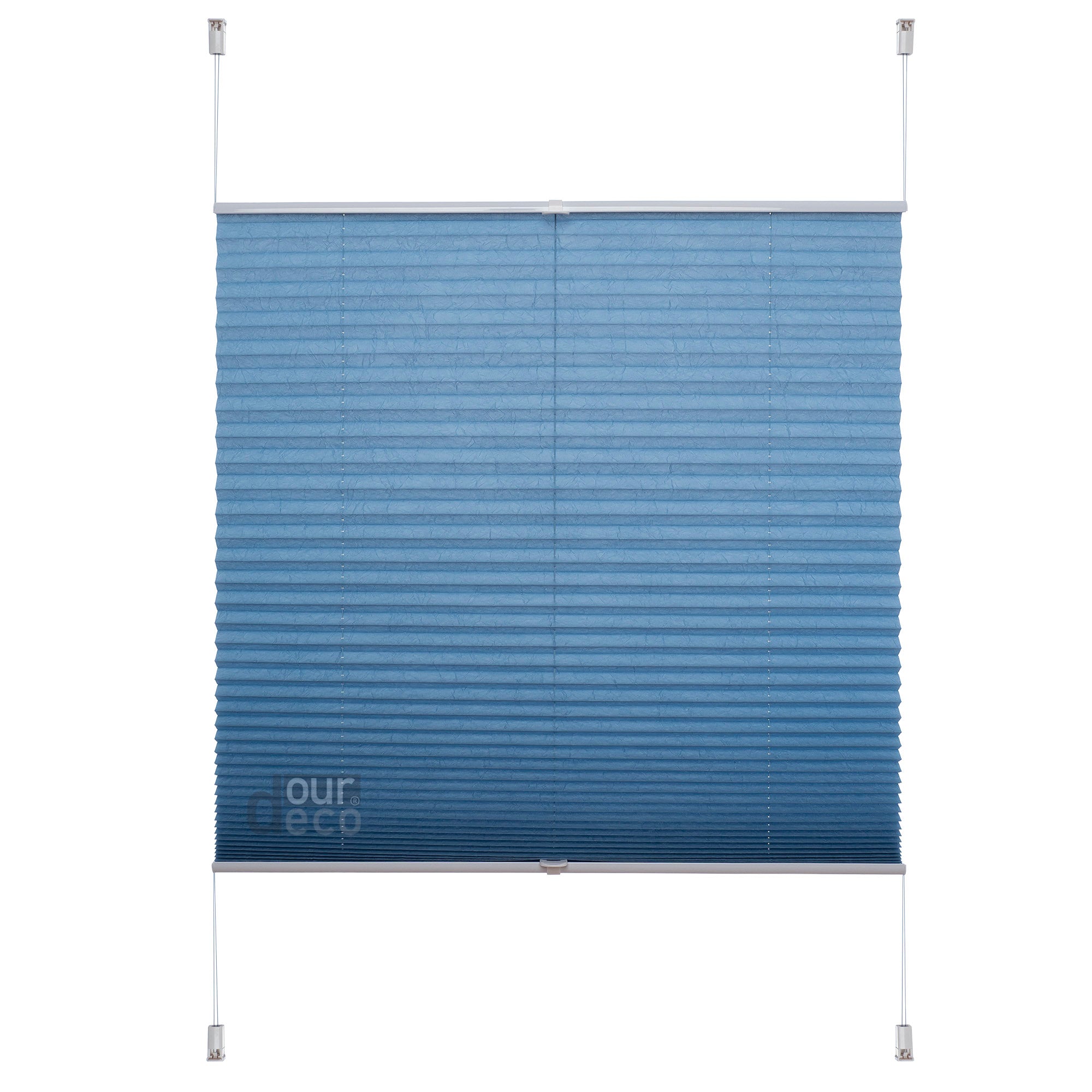 ourdeco® Klemmfix-Plissee | ohne Bohren | Jeansblue, Lachs