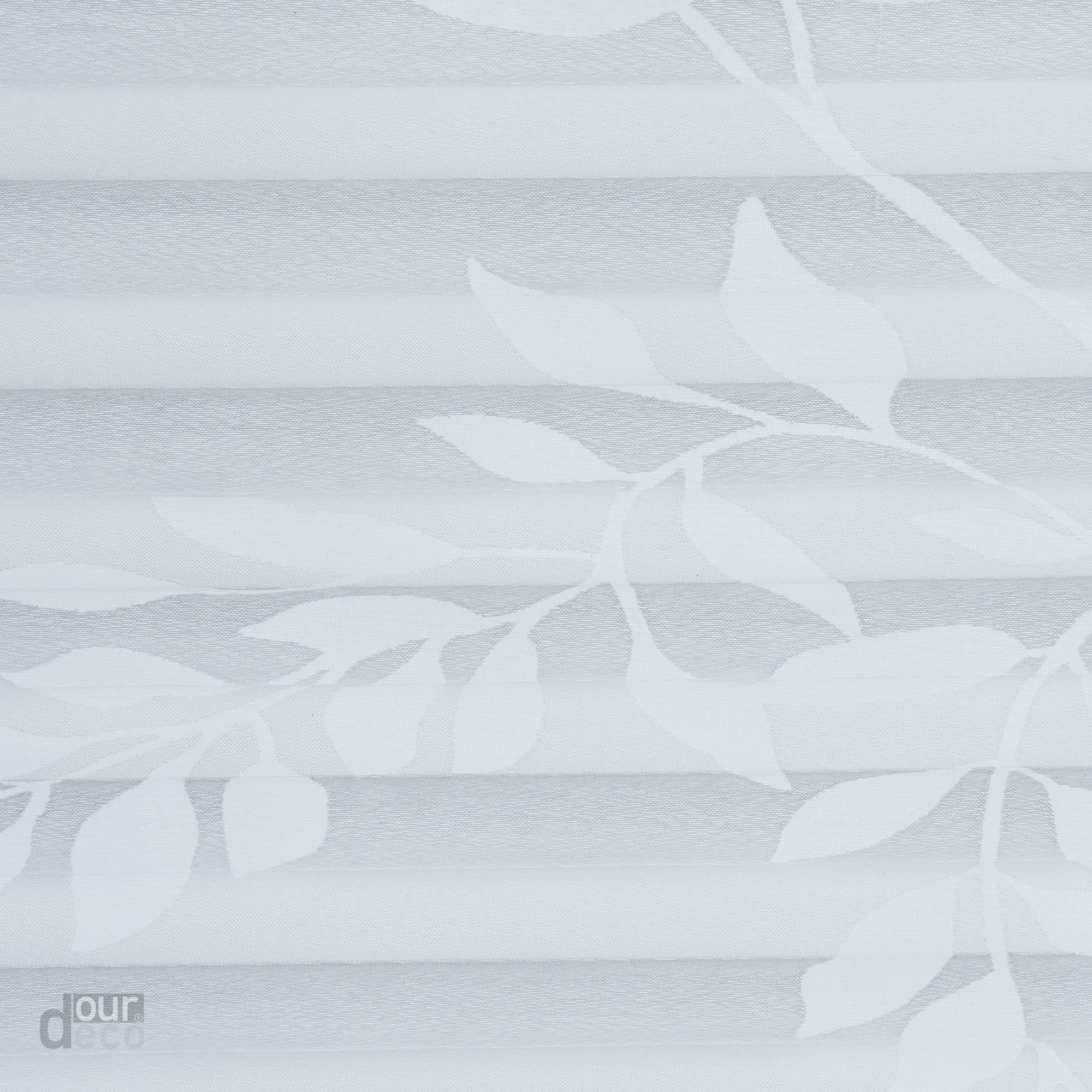 ourdeco® Klemmfix Plissee Ausbrenner, dekorative, moderne Stile - Waitara, Blatt, Symphonie und Blume, Montage mit Klemmträgern ohne Bohren