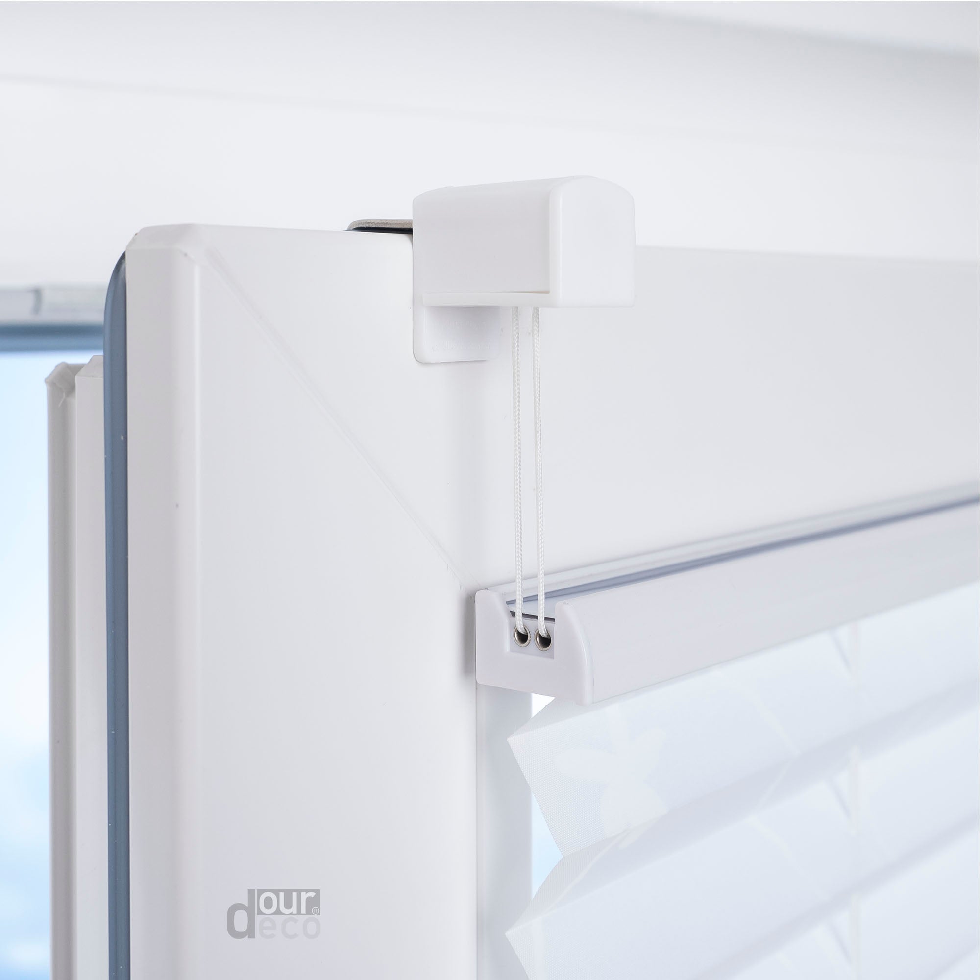 ourdeco® Klemmfix Plissee ohne Bohren für Fenster  oder Türen Druckmotiv Ranke weiß | grau