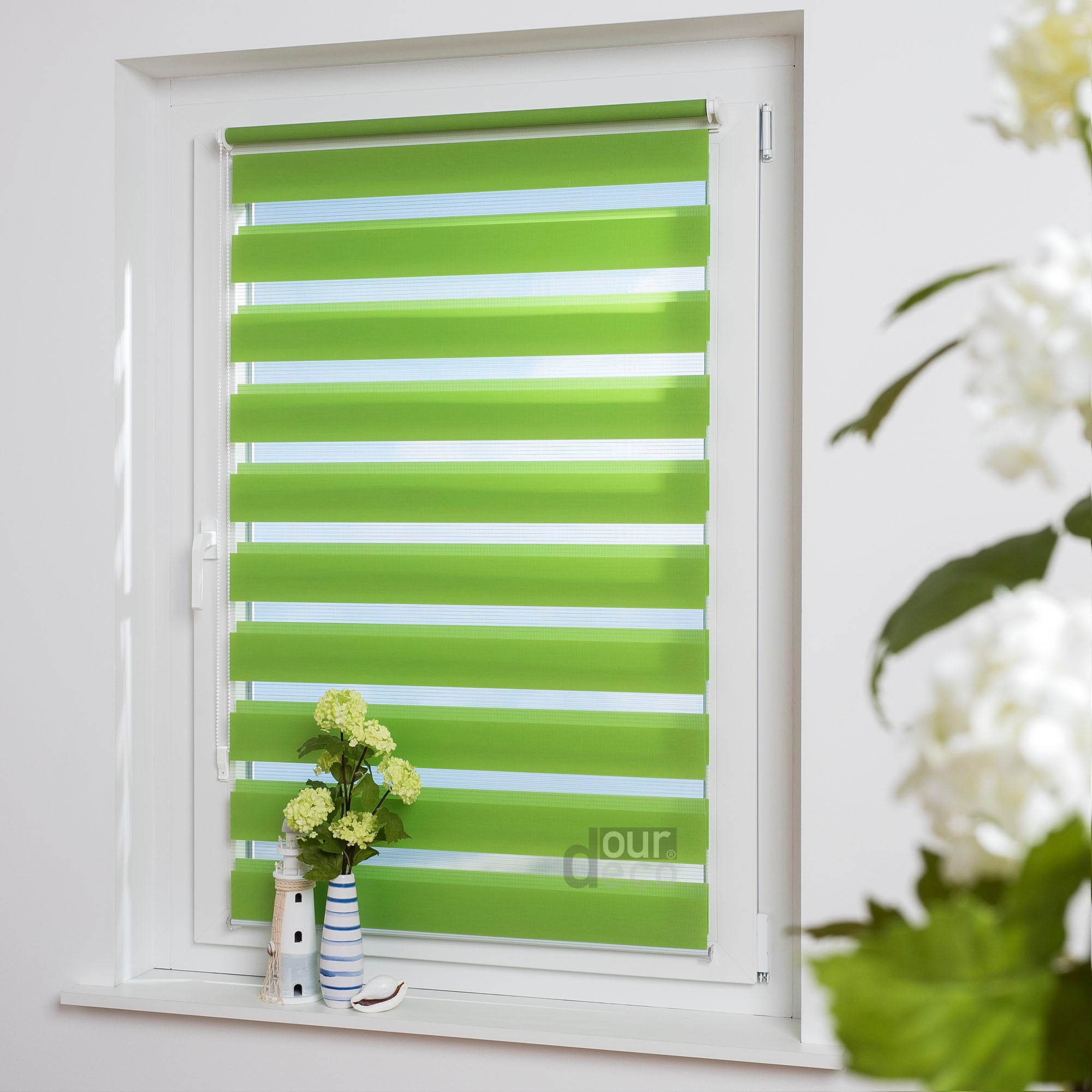 ourdeco® Doppel-Rollo Uni, Duo-Rollo, lichtdurchlässig, blickdicht, Montage ohne Bohren, viele Farben und Größen