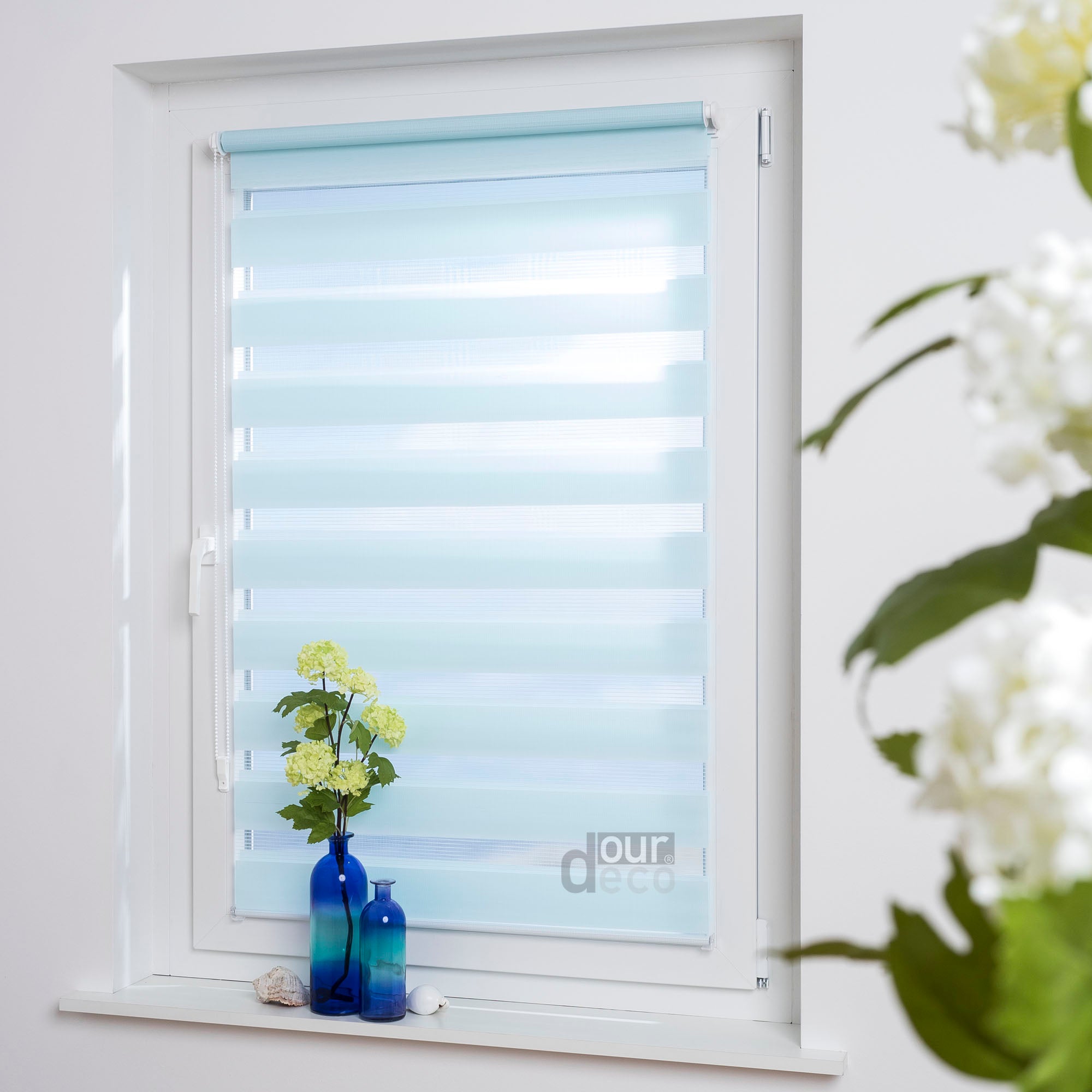 ourdeco® Doppel-Rollo Uni, Duo-Rollo, lichtdurchlässig, blickdicht, Montage ohne Bohren, viele Farben und Größen